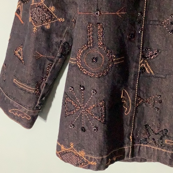 Chico’s Gorgeous Beaded & Lined Jean Jacket Size 1-Small - Picture 5 of 8
